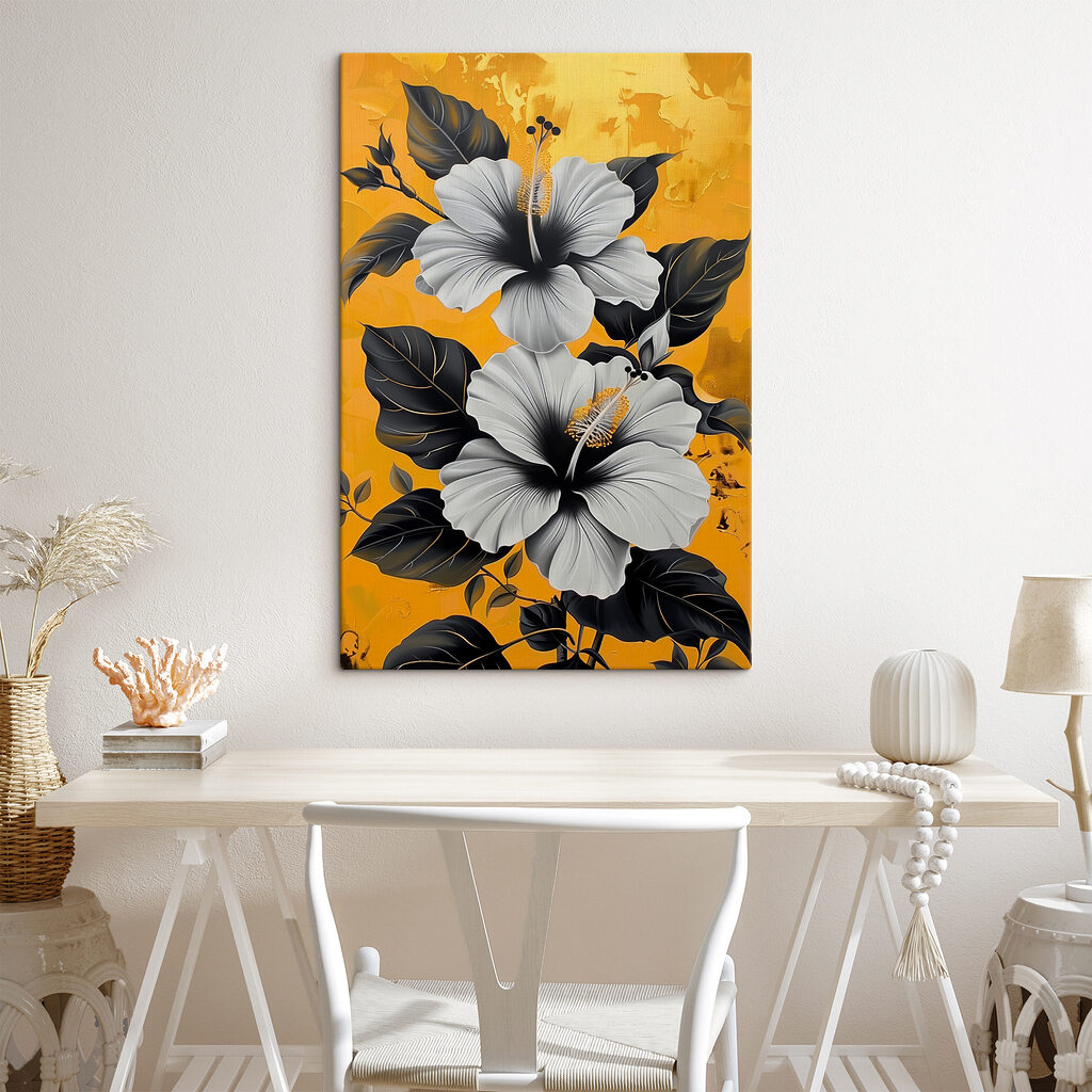 Elegant hibiscus on vibrant background Elegant hibiscus on vibrant background