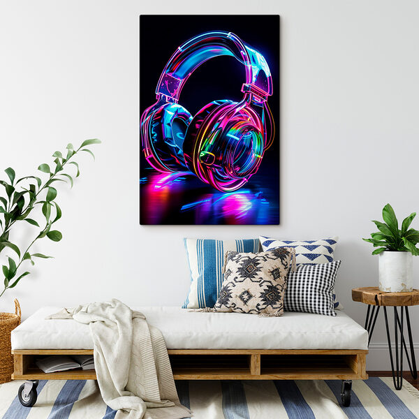 Cuadros Auriculares de colores sobre un fondo negro (SKU: s40209) Cuadros Cuadros Auriculares de colores sobre un fondo negro (SKU: s40209)
