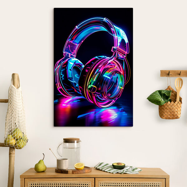 Colorful headphones on a black background Colorful headphones on a black background