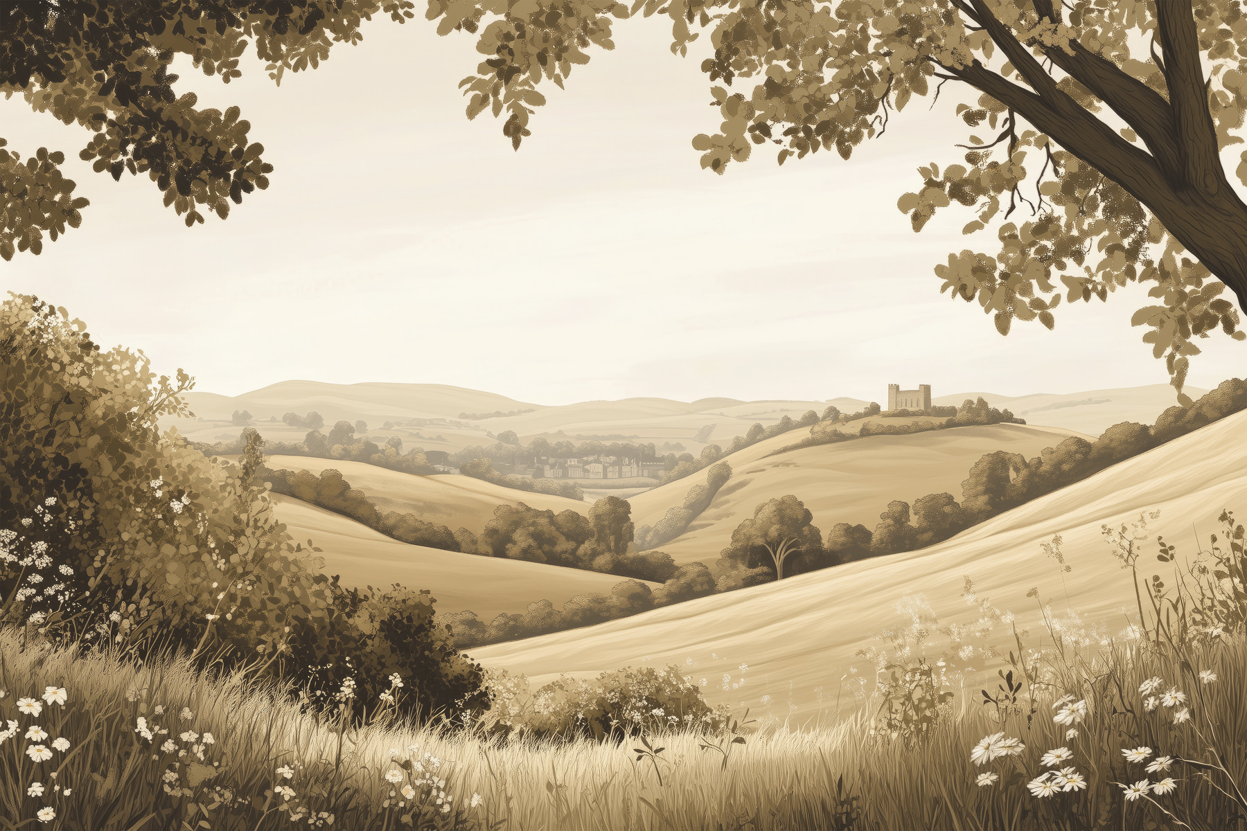 Landscape with hills and trees Landscape with hills and trees