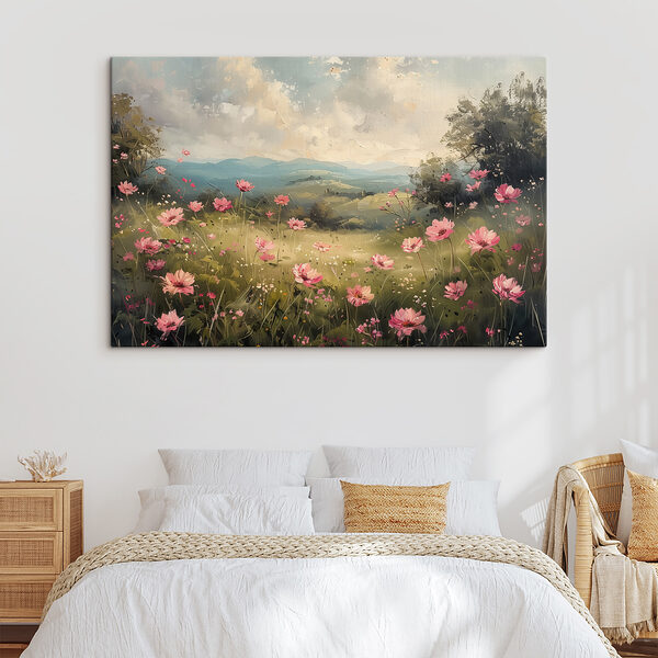 Cuadros Cuadro de un campo de flores rosas (SKU: s40234) Cuadros Cuadros Cuadro de un campo de flores rosas (SKU: s40234)