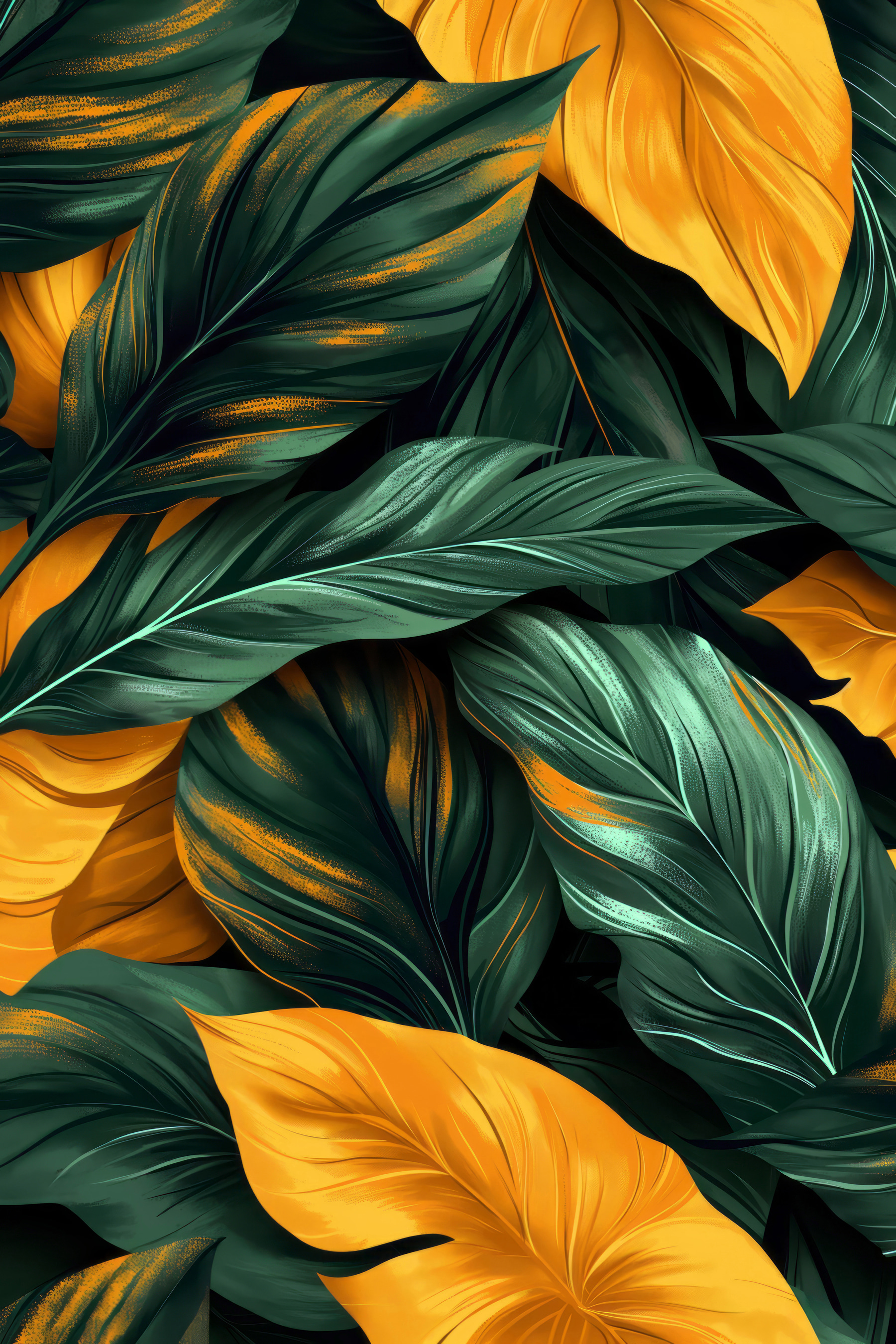 Close up of green and yellow leaves Close up of green and yellow leaves