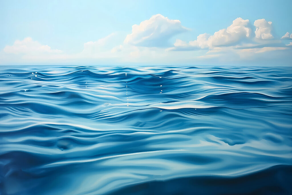 Blue ocean with white clouds Blue ocean with white clouds