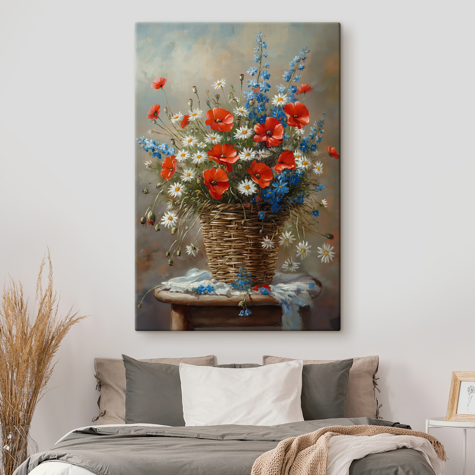 Painting of flowers in a basket Painting of flowers in a basket