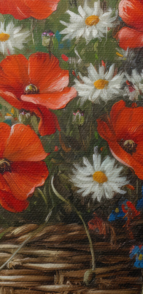 Painting of flowers in a basket Painting of flowers in a basket