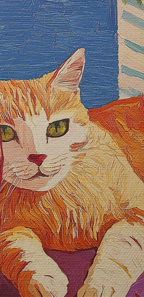 Cat lying on a table next to a wine bottle