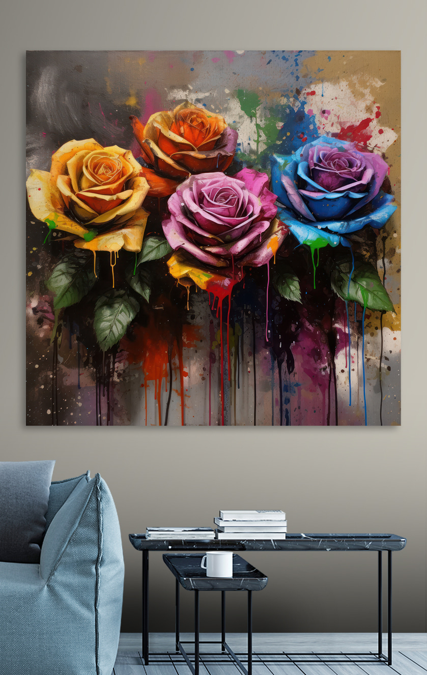 Painting of colorful roses Painting of colorful roses