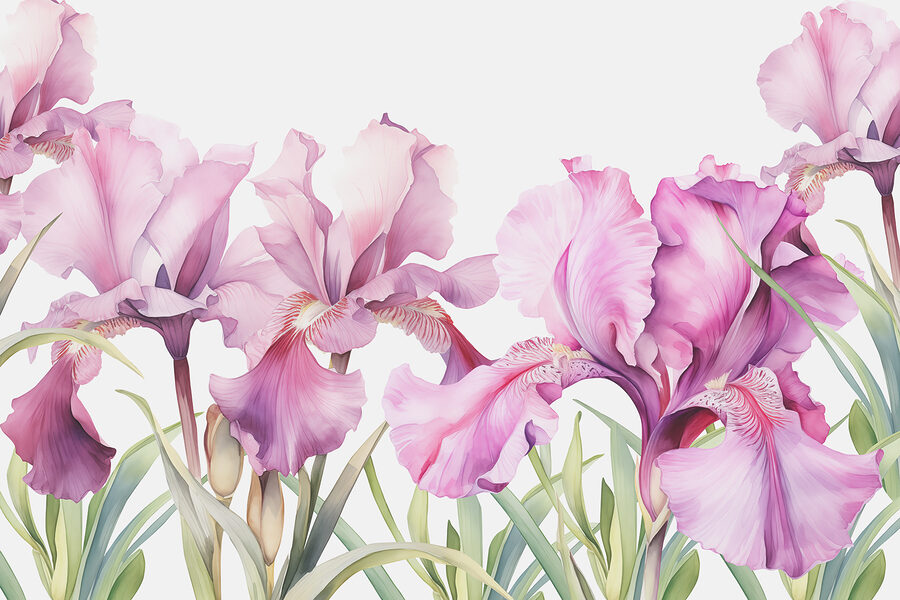 Hilera de flores moradas
