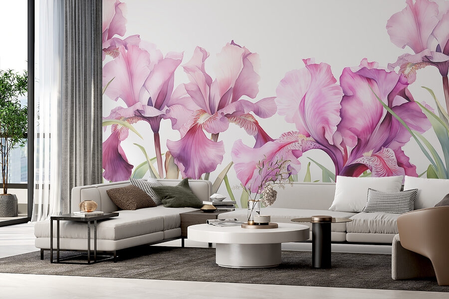 Hilera de flores moradas