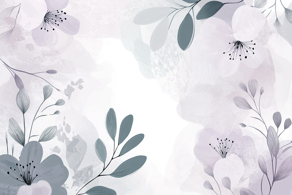Diseño floral en blanco y morado Diseño floral en blanco y morado