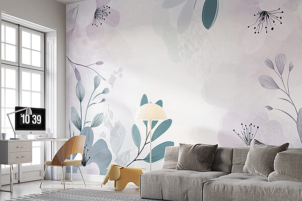 Diseño floral en blanco y morado Diseño floral en blanco y morado