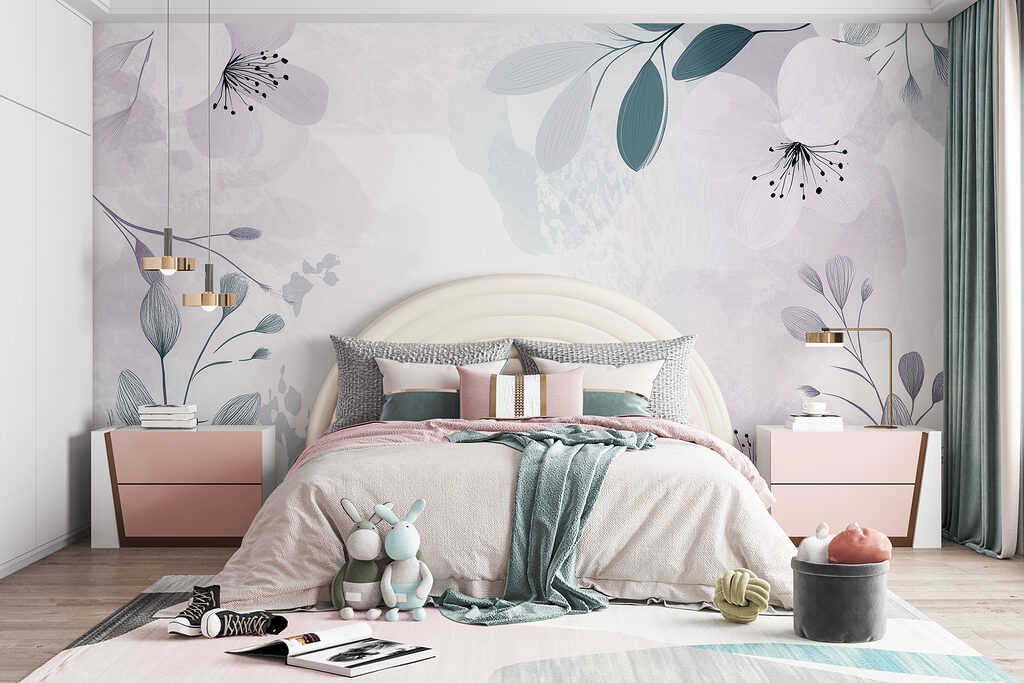 White and purple floral design