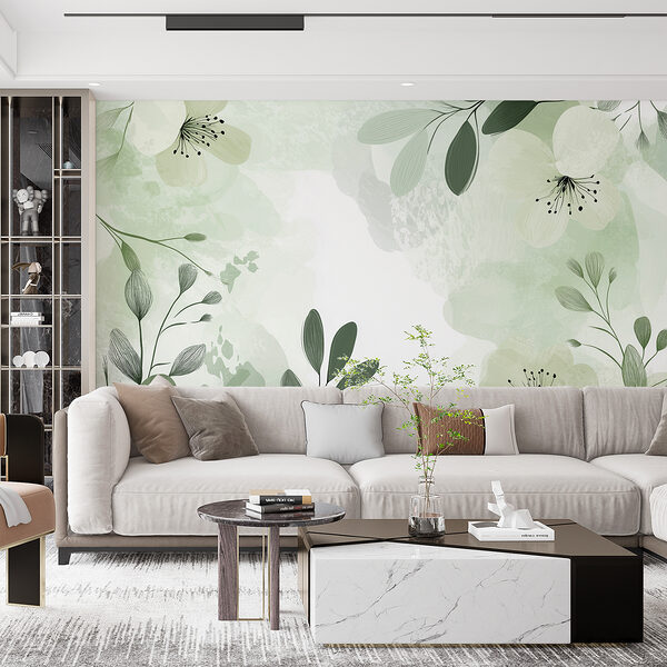 White and green floral design