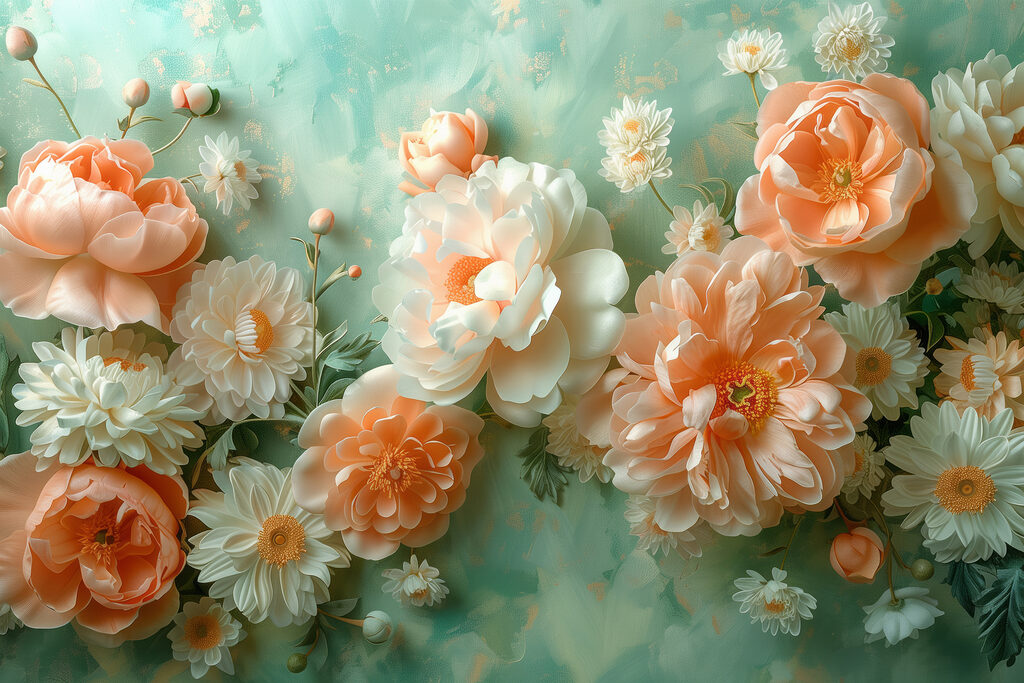 Group of flowers on a blue background Group of flowers on a blue background