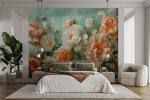 Group of flowers on a blue background Group of flowers on a blue background