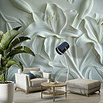 Fotomurales Tallado de flores blancas en una pared
