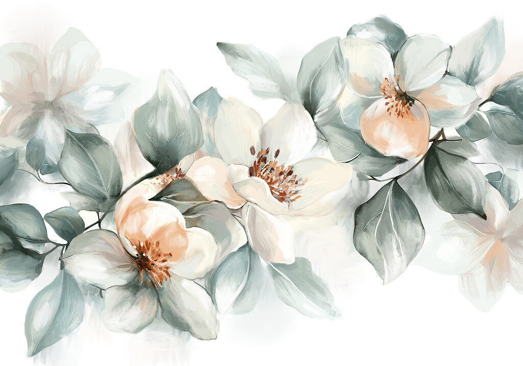 Pintura de flores y hojas Pintura de flores y hojas