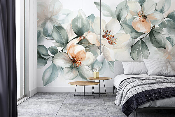 Pintura de flores y hojas Pintura de flores y hojas