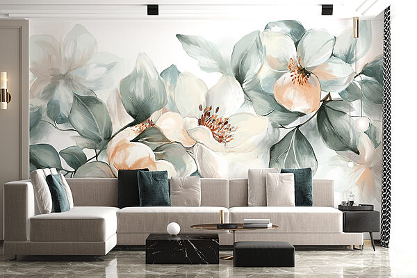 Pintura de flores y hojas Pintura de flores y hojas