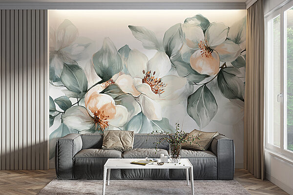 Pintura de flores y hojas Pintura de flores y hojas