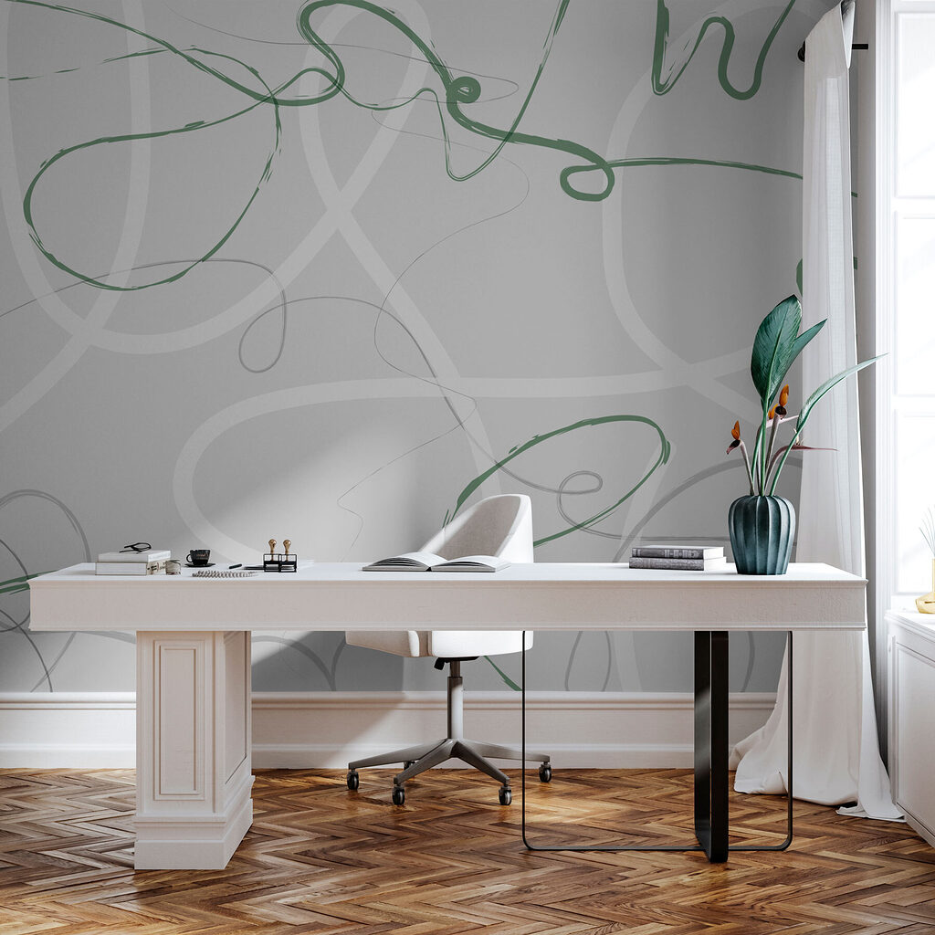 Green and grey swirly lines