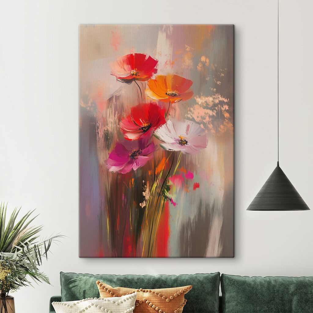 Painting of flowers on a glass surface Painting of flowers on a glass surface