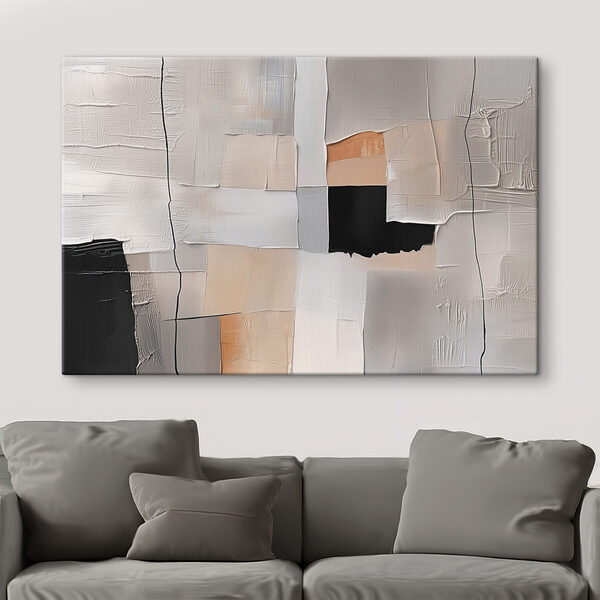 Cuadros Cuadros Cuadro de una pared blanca con cuadrados negros y un cuadrado negro (SKU: s40284)