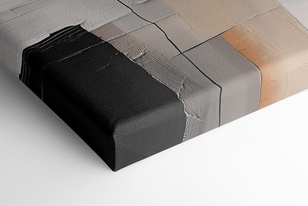 Painting of a white wall with black squares and a black square Painting of a white wall with black squares and a black square