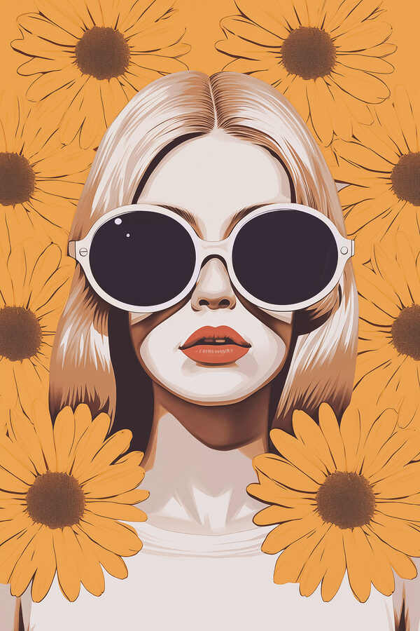 Woman wearing sunglasses and a face mask