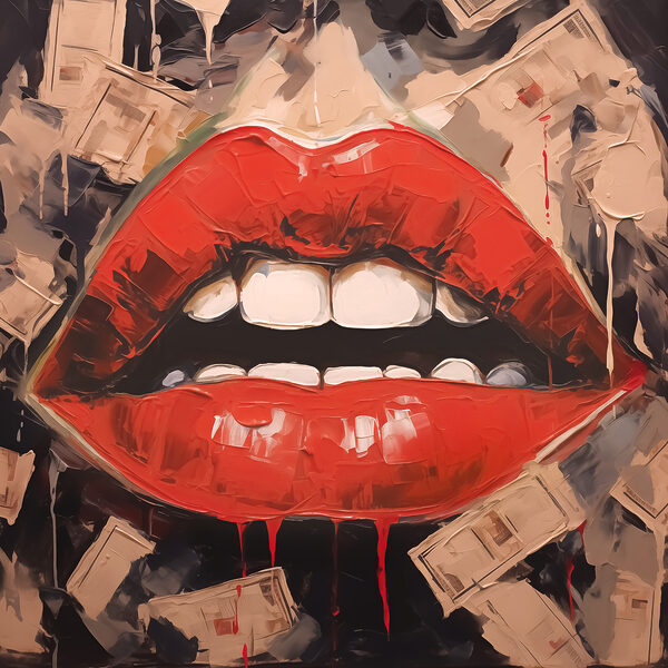 Painting of a woman's lips Painting of a woman's lips