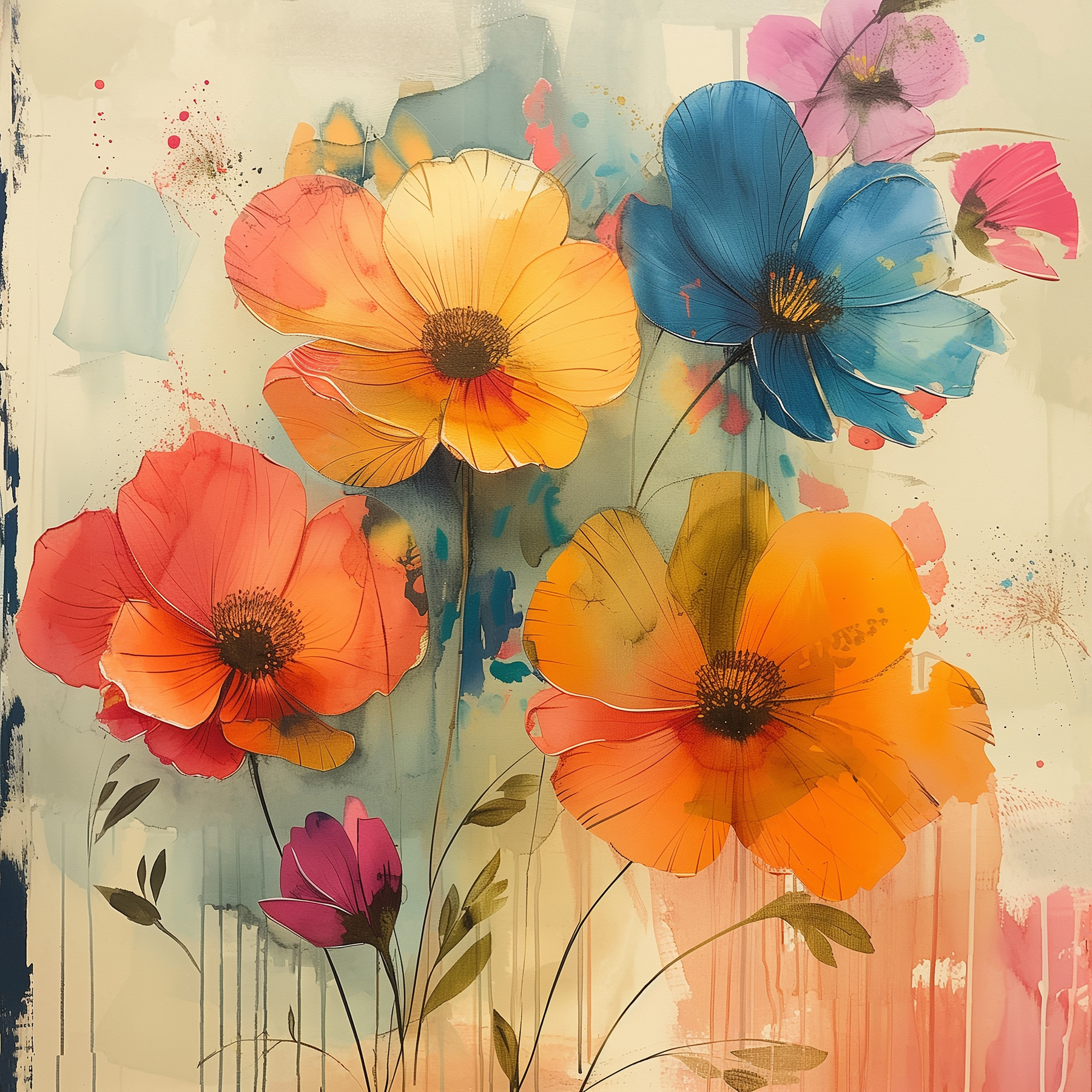 Painting of flowers on a white background