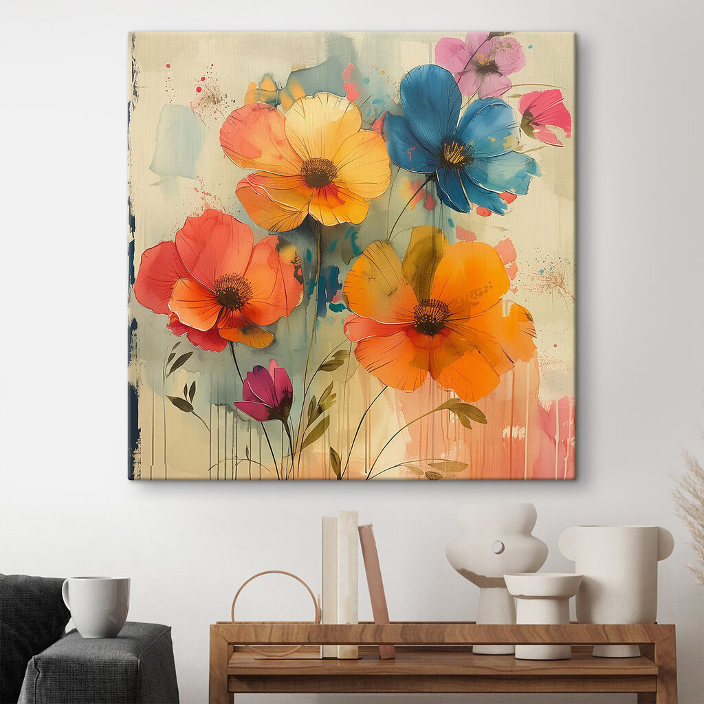 Painting of flowers on a white background