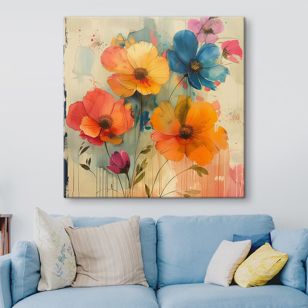Painting of flowers on a white background