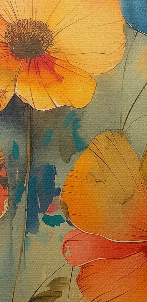 Painting of flowers on a white background