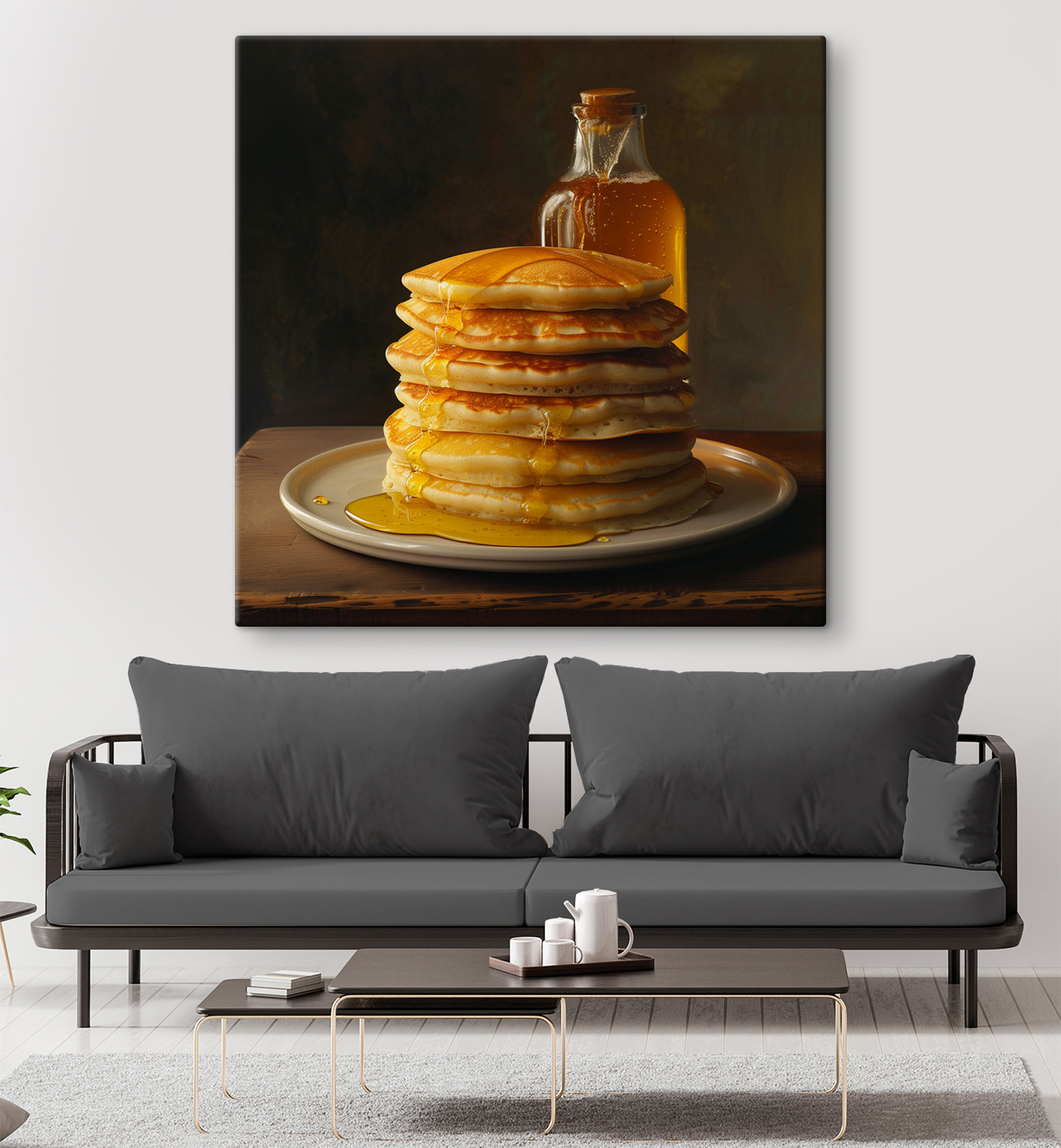 Stack of pancakes with syrup on a plate Stack of pancakes with syrup on a plate
