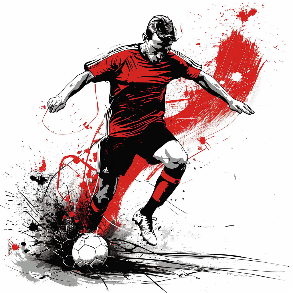 Man kicking a football ball