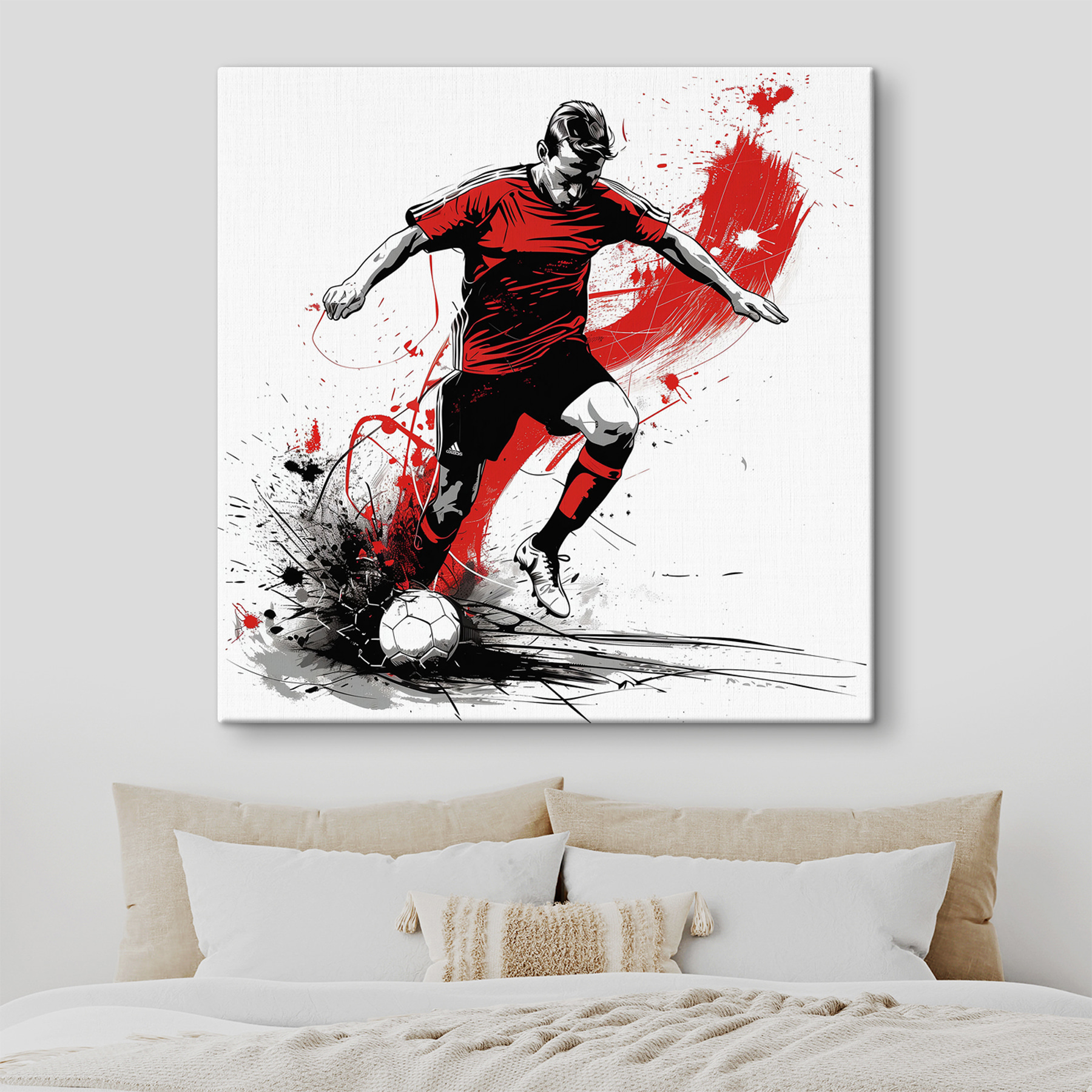 Man kicking a football ball