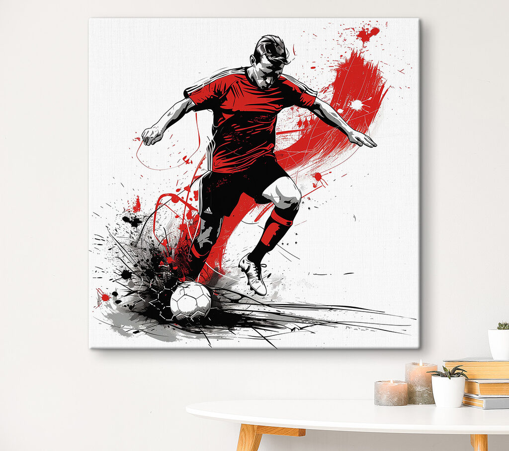 Man kicking a football ball