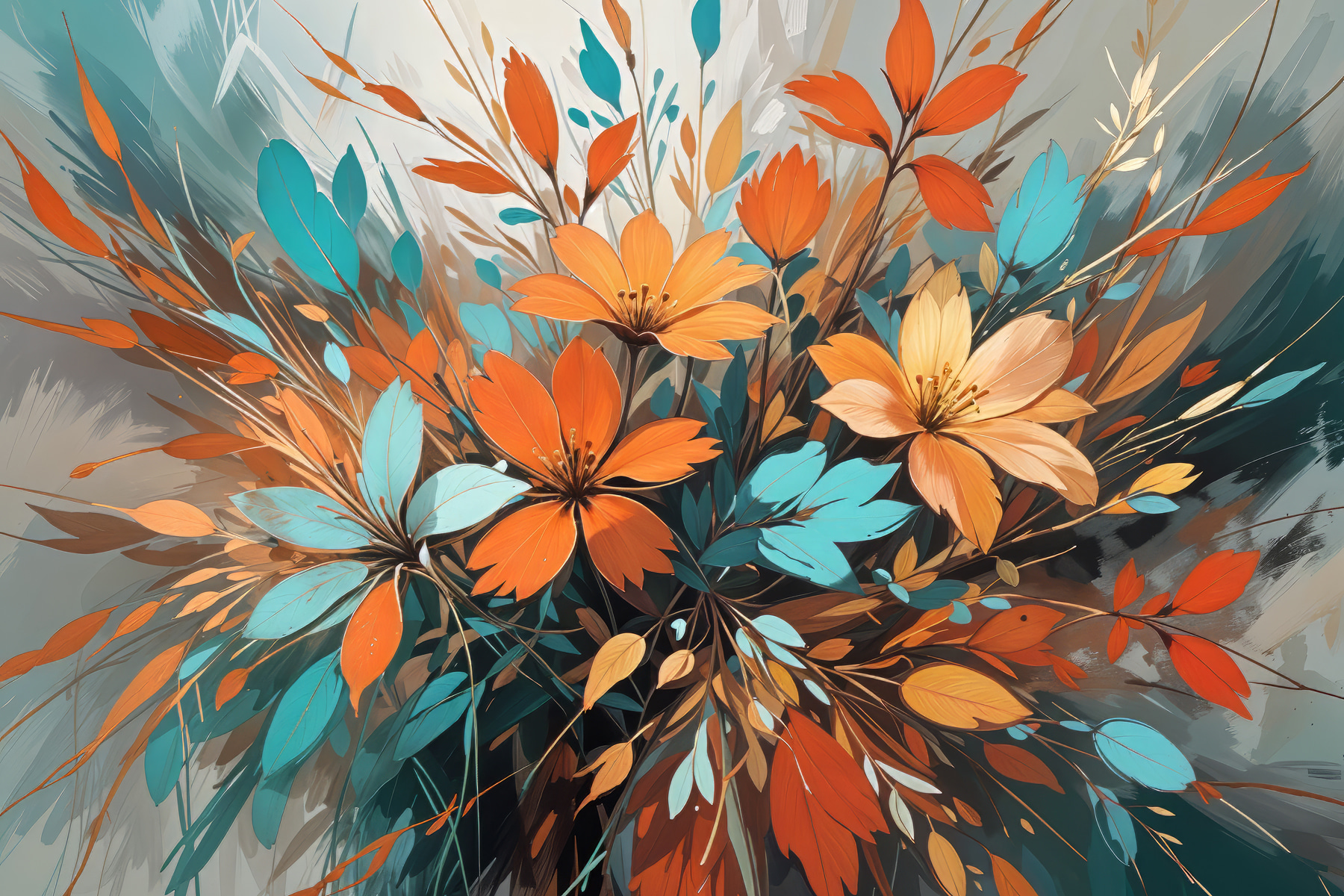 Painting of flowers and leaves Painting of flowers and leaves