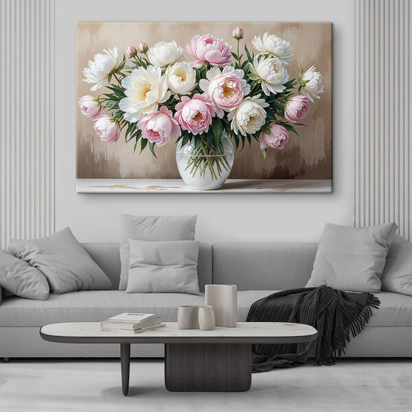 Cuadros Jarrón con flores sobre una mesa