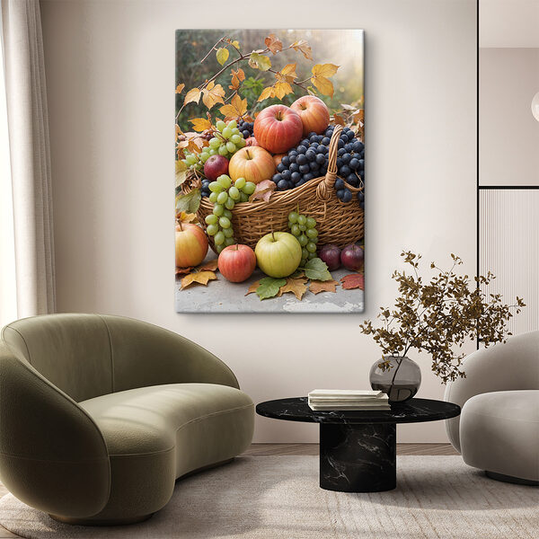 Cuadros Cesta de fruta con hojas