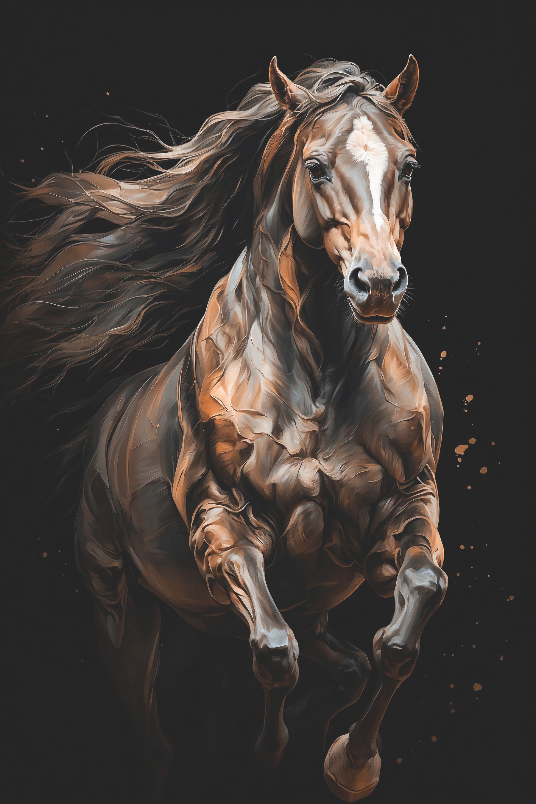Horse with long hair running