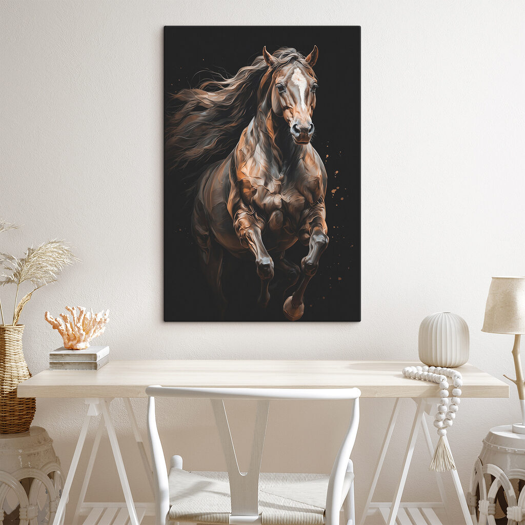 Horse with long hair running