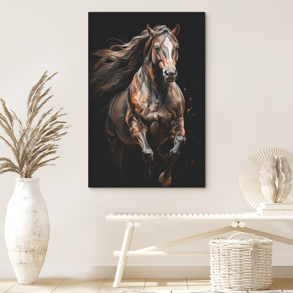 Horse with long hair running