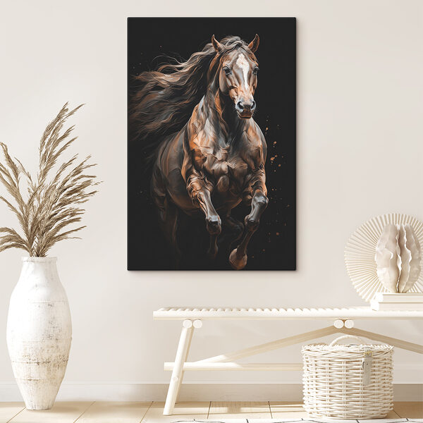 Horse with long hair running