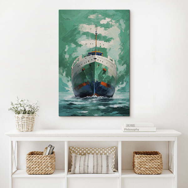 Painting of a ship in the water