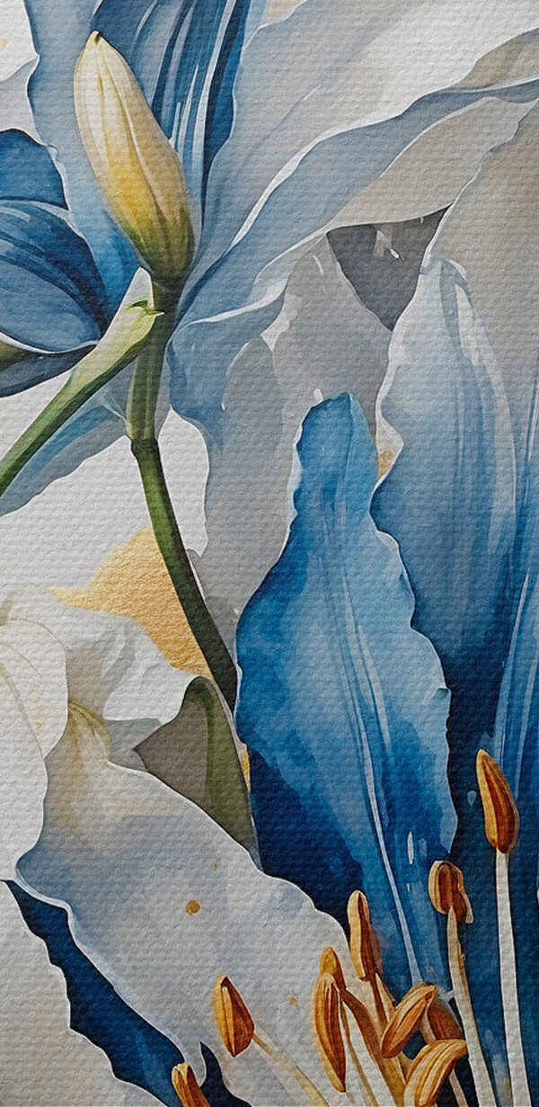 Painting of a white and blue flower