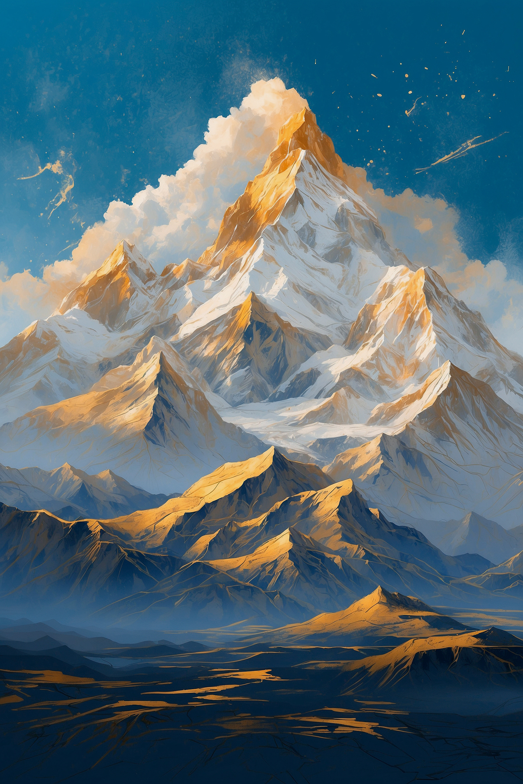 Mountain range with snow and clouds Mountain range with snow and clouds