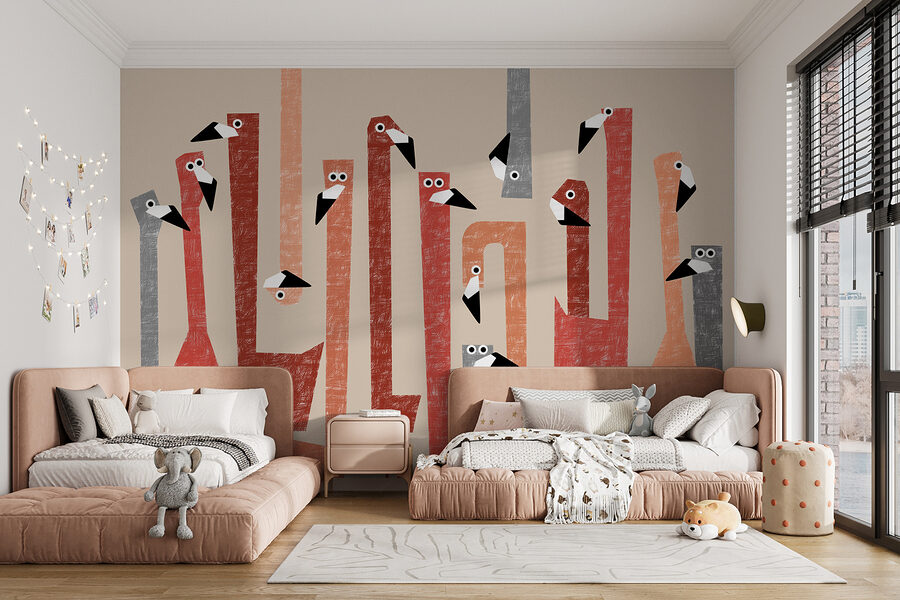 Grupo de pájaros con formas de diferentes colores