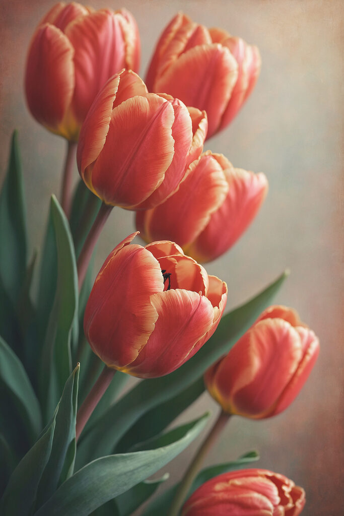 Group of red tulips